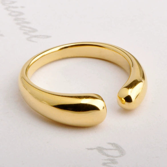 Titanium Steel Oval Open Dropshaped Female Fashion Electroplated Ring Jewelry