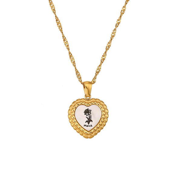 Titanium Steel Peach Heart And Flower Necklace For Women With High Color Retention 18K Gold Plated