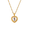 Titanium Steel Peach Heart And Flower Necklace For Women With High Color Retention 18K Gold Plated