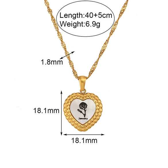 Titanium Steel Peach Heart And Flower Necklace For Women With High Color Retention 18K Gold Plated