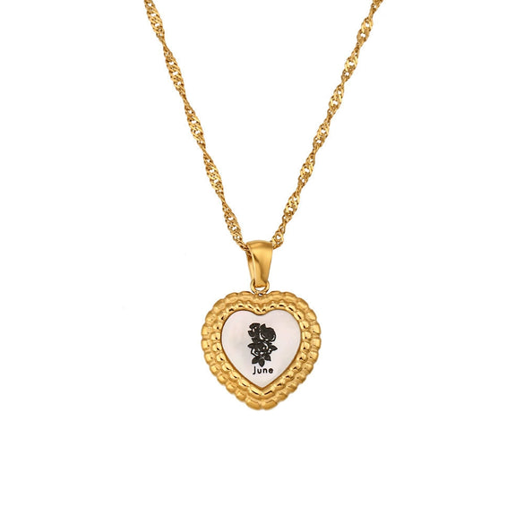 Titanium Steel Peach Heart And Flower Necklace For Women With High Color Retention 18K Gold Plated