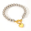 Titanium Steel Peach Heart Bead Bracelet Electroplated Cartoon Style Women's Bracelet