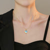 Titanium Steel Peach Heart Necklace With Electroplating And Geometric Pattern For Female