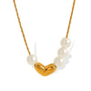 316L Stainless Steel Peach Heart Pendant Necklace Electroplating Fashion Design