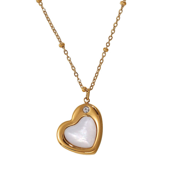 316L Stainless Steel Peach Heartshaped Women's Fashion Jewelry Necklace Electroplated