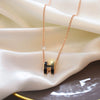 Titanium Steel Pearl Ball Chain Necklace For Women With Letters Numbers Text Pattern Simple Design And 18K Gold Electroplated Treatment