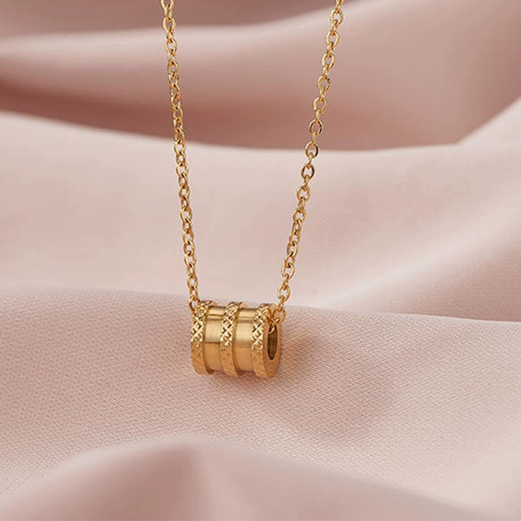 Titanium Steel Pearl Ball Chain Necklace For Women With Letters Numbers Text Pattern Simple Design And 18K Gold Electroplated Treatment