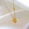 Titanium Steel Pearl Ball Chain Necklace For Women With Letters Numbers Text Pattern Simple Design And 18K Gold Electroplated Treatment