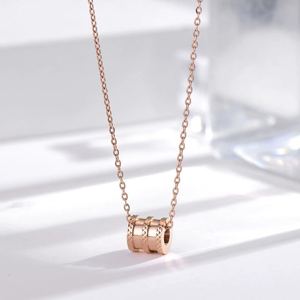 Titanium Steel Pearl Ball Chain Necklace For Women With Letters Numbers Text Pattern Simple Design And 18K Gold Electroplated Treatment