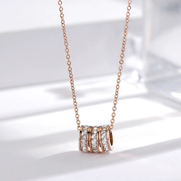 Titanium Steel Pearl Ball Chain Necklace For Women With Letters Numbers Text Pattern Simple Design And 18K Gold Electroplated Treatment