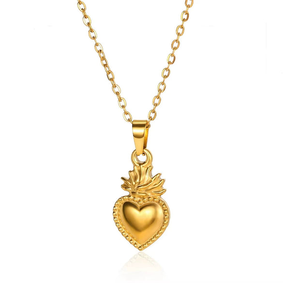 Titanium Steel Pendant Necklace With Heart Shape And Bow Tie Pattern Electroplated Light Luxury Unisex Design