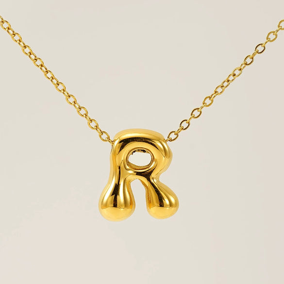 316L Stainless Steel Pendant Necklace With Letter Pattern 18K Gold Plated Unisex