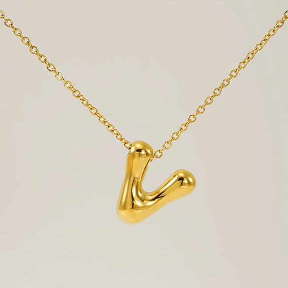 316L Stainless Steel Pendant Necklace With Letter Pattern 18K Gold Plated Unisex