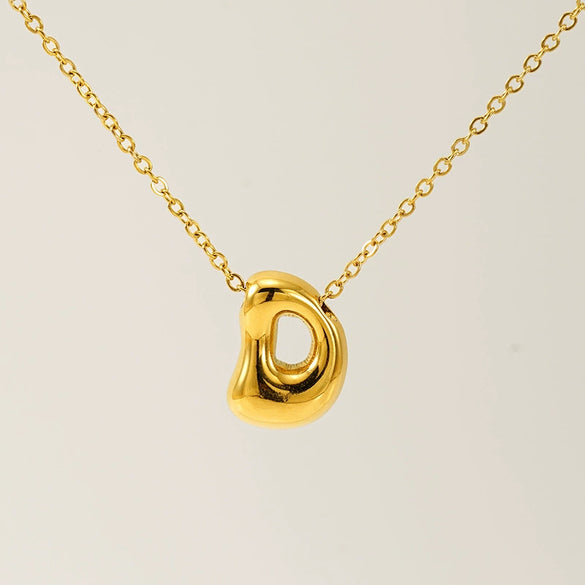 316L Stainless Steel Pendant Necklace With Letter Pattern 18K Gold Plated Unisex