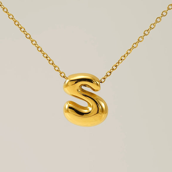 316L Stainless Steel Pendant Necklace With Letter Pattern 18K Gold Plated Unisex