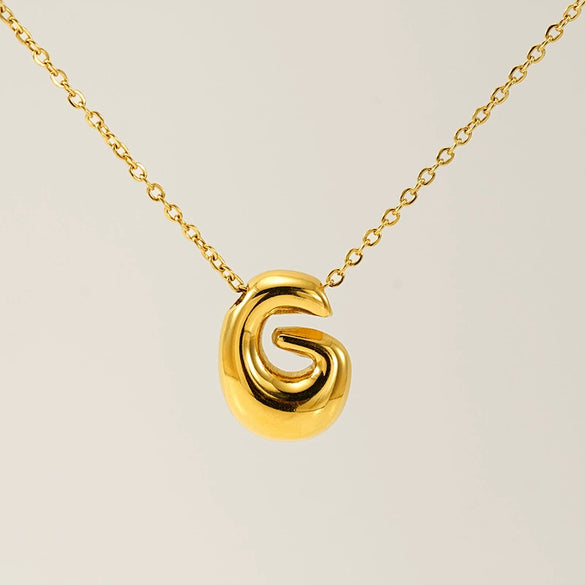 316L Stainless Steel Pendant Necklace With Letter Pattern 18K Gold Plated Unisex