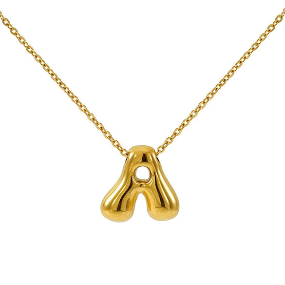 316L Stainless Steel Pendant Necklace With Letter Pattern 18K Gold Plated Unisex