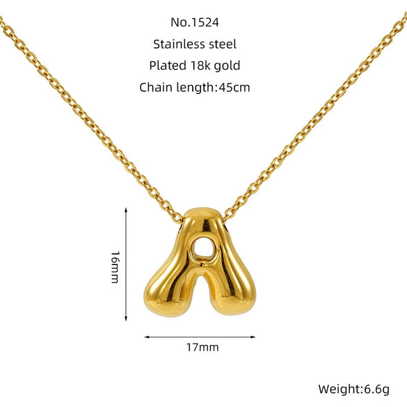 316L Stainless Steel Pendant Necklace With Letter Pattern 18K Gold Plated Unisex
