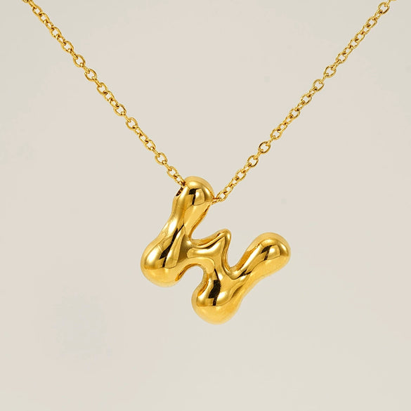 316L Stainless Steel Pendant Necklace With Letter Pattern 18K Gold Plated Unisex