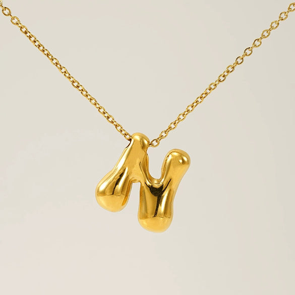 316L Stainless Steel Pendant Necklace With Letter Pattern 18K Gold Plated Unisex