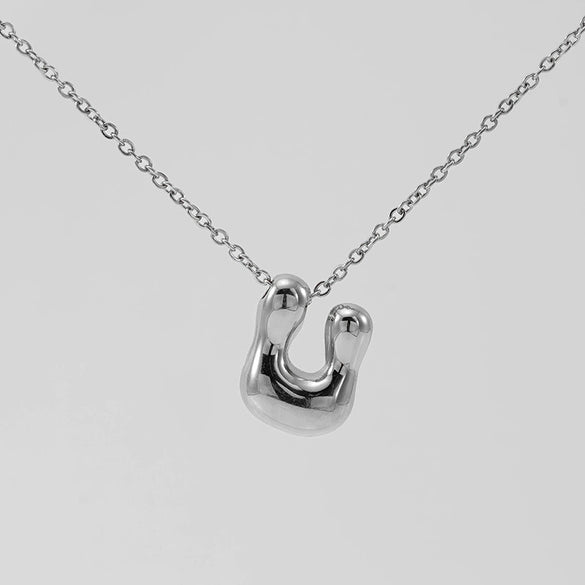 316L Stainless Steel Pendant Necklace With Letter Pattern 18K Gold Plated Unisex