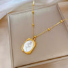 Titanium Steel Pendant Short Clavicle Chain With Geometric Pattern And Diamond Design For Female