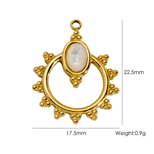 Titanium Steel Pendant With Oildrip Inlaid Diamonds And Natural Stone Stainless Steel Furnace Gold Accessories Geometric Style Electroplated