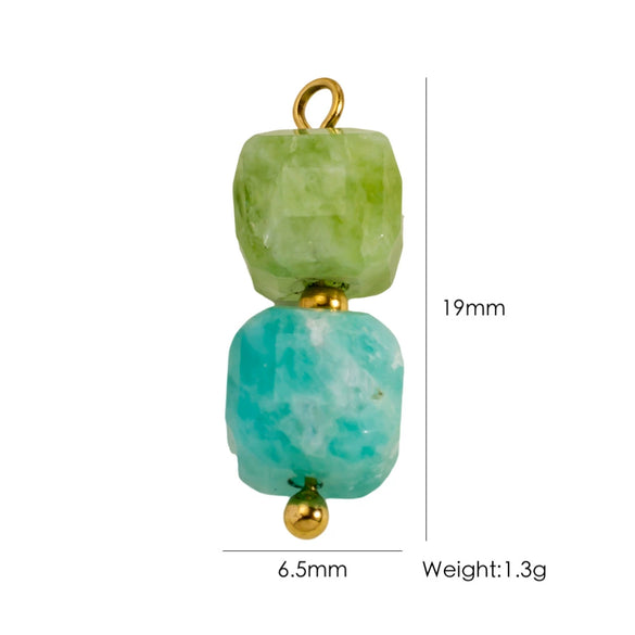 Titanium Steel Pendant With Oildrip Inlaid Diamonds And Natural Stone Stainless Steel Furnace Gold Accessories Geometric Style Electroplated