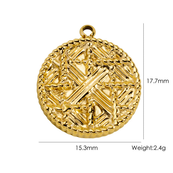 Titanium Steel Pendant With Oildrip Inlaid Diamonds And Natural Stone Stainless Steel Furnace Gold Accessories Geometric Style Electroplated