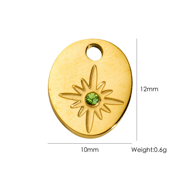 Titanium Steel Pendant With Oildrip Inlaid Diamonds And Natural Stone Stainless Steel Furnace Gold Accessories Geometric Style Electroplated