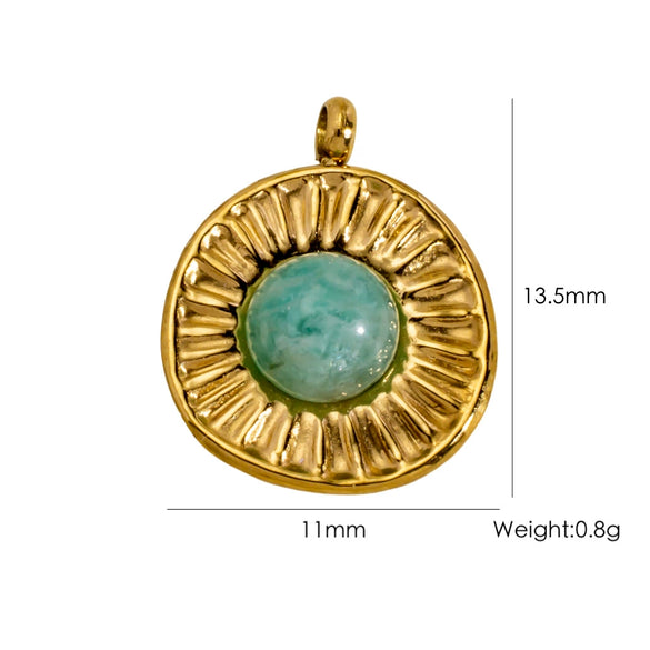 Titanium Steel Pendant With Oildrip Inlaid Diamonds And Natural Stone Stainless Steel Furnace Gold Accessories Geometric Style Electroplated