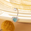 Titanium Steel Personality Heart Shaped Horseshoe Ring Earrings Inlaid Zircon