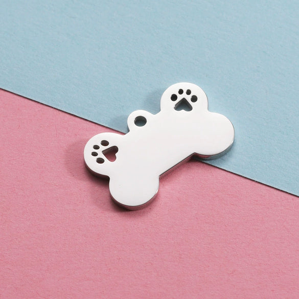 Titanium Steel Pet Pendant Jewelry Accessories Dog Bone Hollow Dog Claw Pendant Electroplating