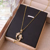 Titanium Steel Pisces Zodiac Animals Pendant Necklace With Diamond Inlay And Cross Chain Light Luxury Simple Allmatch