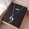 Titanium Steel Pisces Zodiac Animals Pendant Necklace With Diamond Inlay And Cross Chain Light Luxury Simple Allmatch