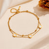 Titanium Steel Plant Flowers Pattern Round Double Layer White Shell Black Shell Women's Necklace Bracelet Anklet Set