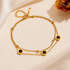 Titanium Steel Plant Flowers Pattern Round Double Layer White Shell Black Shell Women's Necklace Bracelet Anklet Set