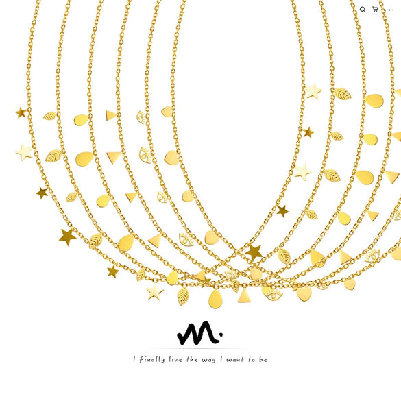 316L Stainless Steel Plated 18K Gold Clavicle Chain Necklace With Geometric Pattern In Light Luxury Style
