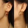 316L Stainless Steel Plated 18K Gold Natural Stone Square Geometric Style Women's Earrings