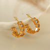 316L Stainless Steel Plated 18K Gold Natural Stone Square Geometric Style Women's Earrings