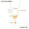 Titanium Steel Plated 18K Gold Women's Clavicle Necklace With Love Tassel Bow And Geometric Pattern