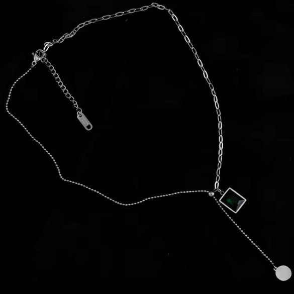 Titanium Steel Pull Necklace For Women With Geometric Design Light Luxury Hip Hop Retro Fashion Electroplated Sweater Chain For Autumn And Winter