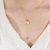 Titanium Steel Rabbit Pendant Necklace With Geometric Style And Regular Chain