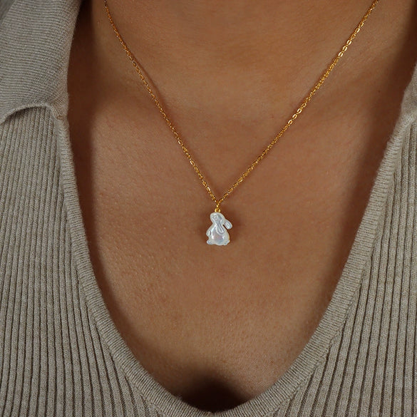 Titanium Steel Rabbit Shape Pendant Necklace Clavicle Chain Niche Geometric Electroplated Women's