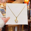 Titanium Steel Real Gold Electroplated Fivepointed Star Necklace Inlaid Zircon Pendant For Women
