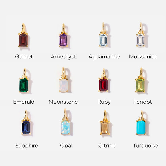 Titanium Steel Rectangular December Birthstone Pendant Necklace With Colorful Zircon Electroplated 18K Gold Color Retro Geometric Style Unisex
