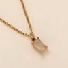 Titanium Steel Rectangular December Birthstone Pendant Ochain Necklace Electroplated With 18K Gold Color Retro Geometric Style Unisex