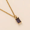 Titanium Steel Rectangular December Birthstone Pendant Ochain Necklace Electroplated With 18K Gold Color Retro Geometric Style Unisex