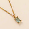 Titanium Steel Rectangular December Birthstone Pendant Ochain Necklace Electroplated With 18K Gold Color Retro Geometric Style Unisex