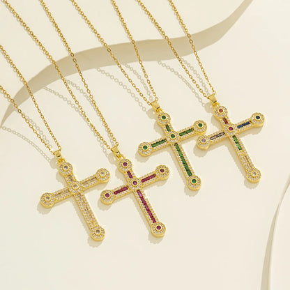 Titanium Steel Retro Cross Plating Pendant Necklace